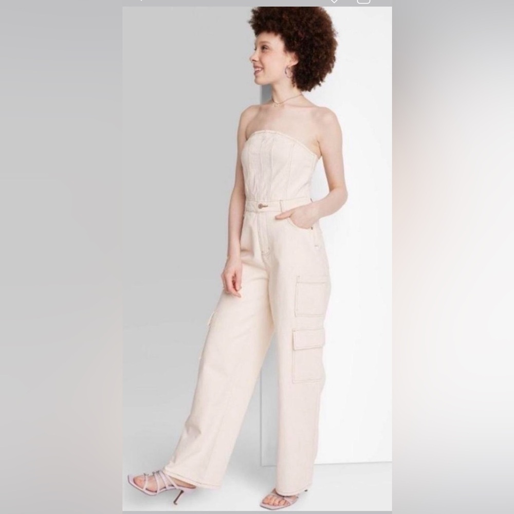 Wild Fable Cream Strapless Jumpsuit